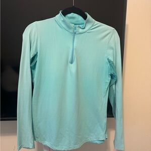 IBKUL Women's Light Aqua Half-Zip Long Sleeve Top